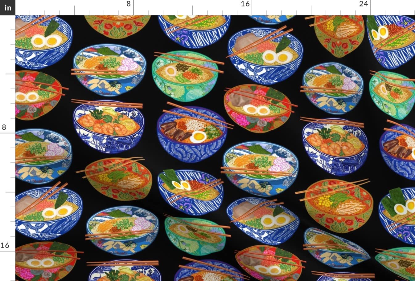 Blue Chinoiserie Noodle Bowls Printed Minky Fabric Fat Quarter - Soft Plush Material for Sewing Baby Blankets, Quilt Backing & DIY Plush Toys - Perfect for Nursery Decor & Handmade Gifts