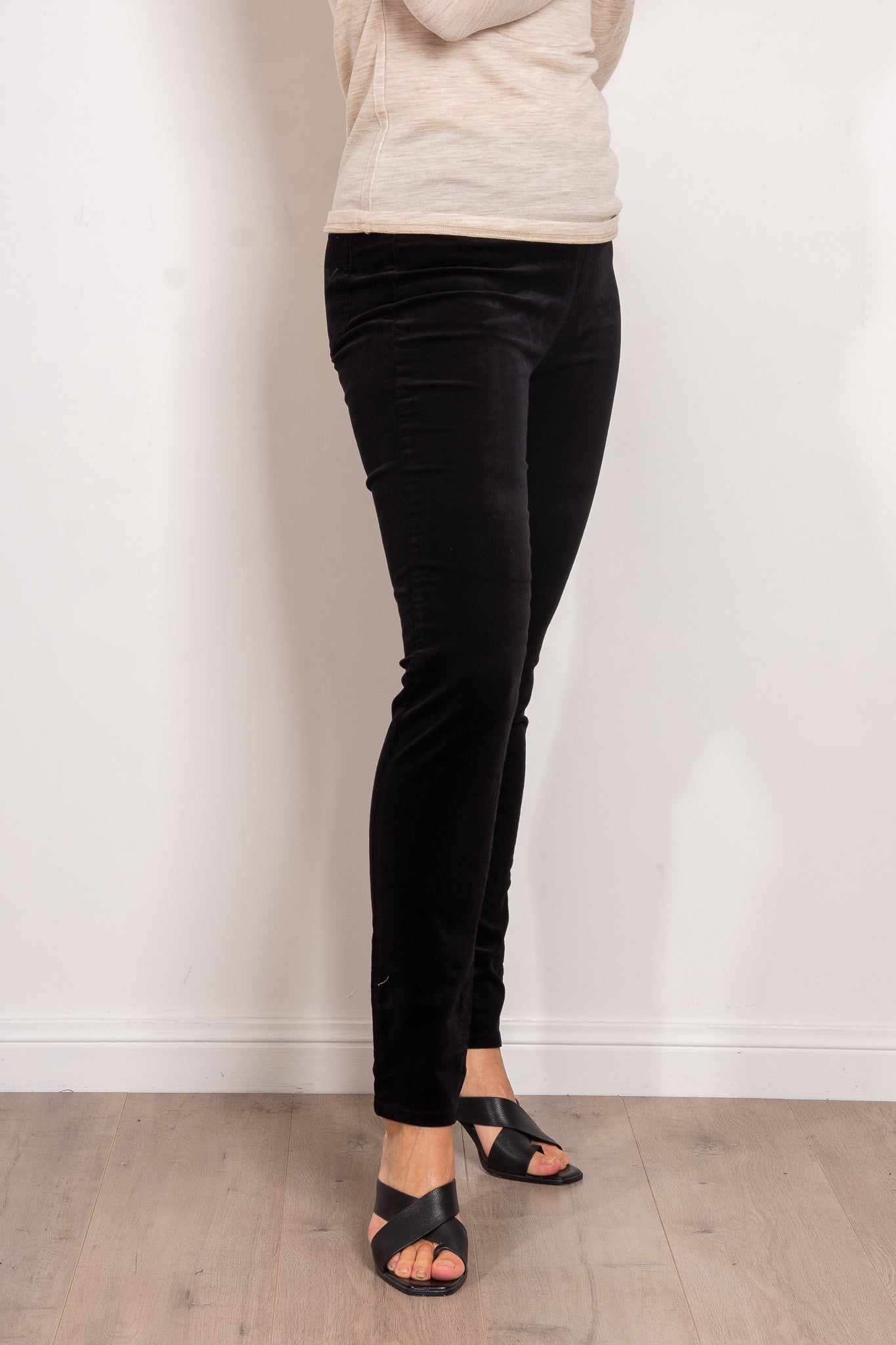 Vassalli Women's Fine Skinny Corduroy Pull On Pants - Stretch Comfort Fit High Waisted Trousers for Work, Office & Casual Wear