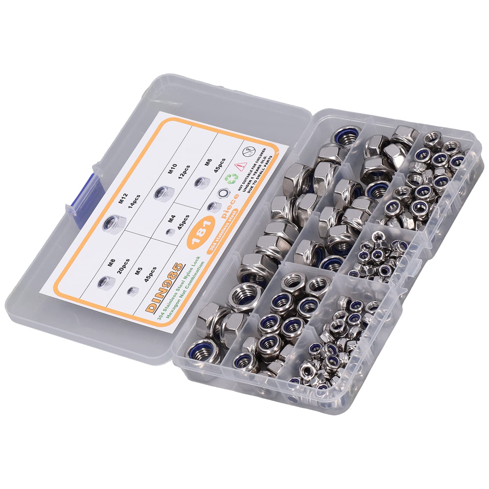 Lock Nuts - 6 Sizes Nylon Insert Locking Nuts for Folding Beds, Electrical Machinery & Hardware - Lightweight, Secure Fastening Solution for DIY Projects & Industrial Applications