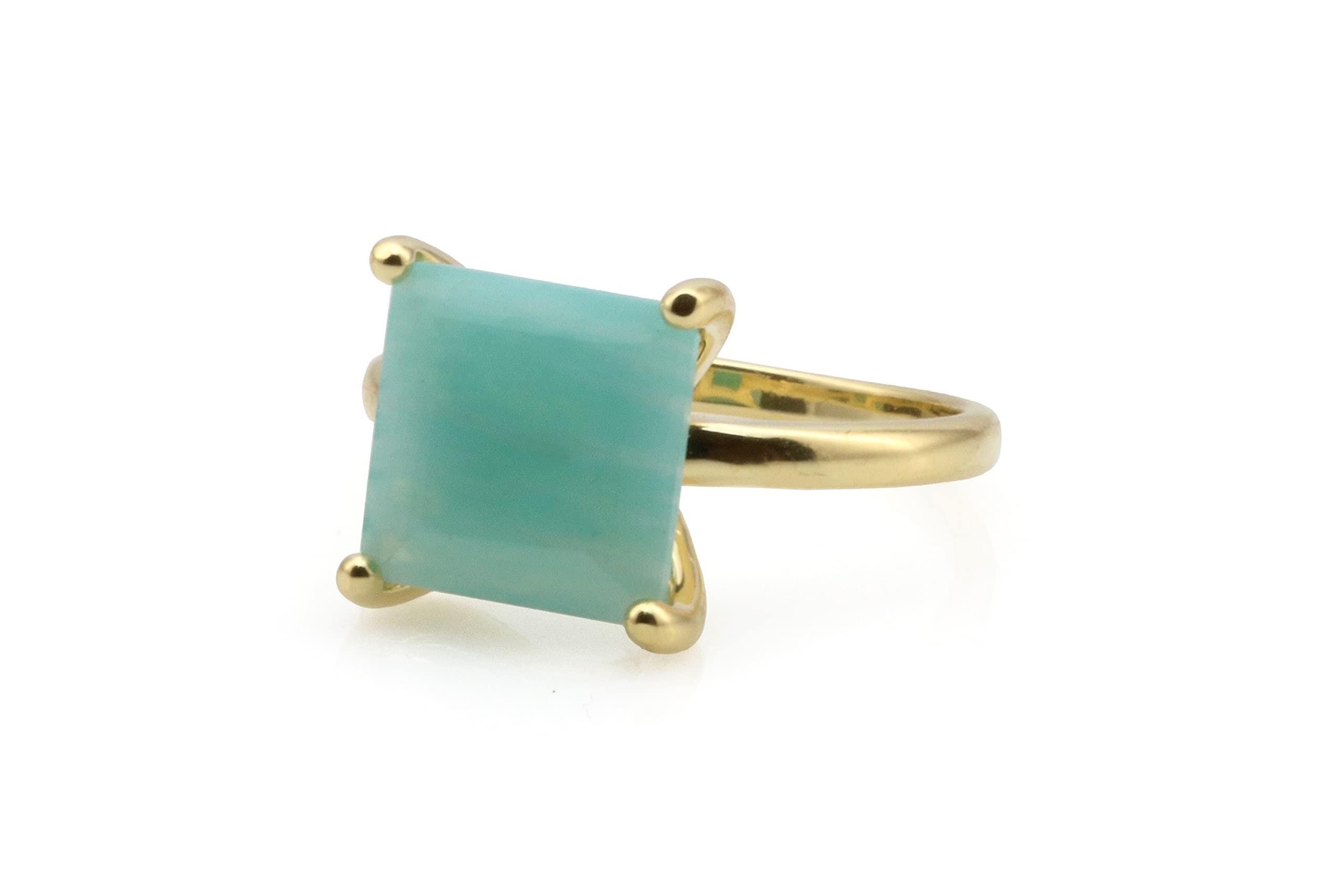 Amazonite Gemstone Ring - Customizable Square Anemone Ring for Women - Handmade Dainty Jewelry, Fashion & Engagement Ring - All Sizes Available - Perfect for Everyday Wear, Special Occasions & Gifts