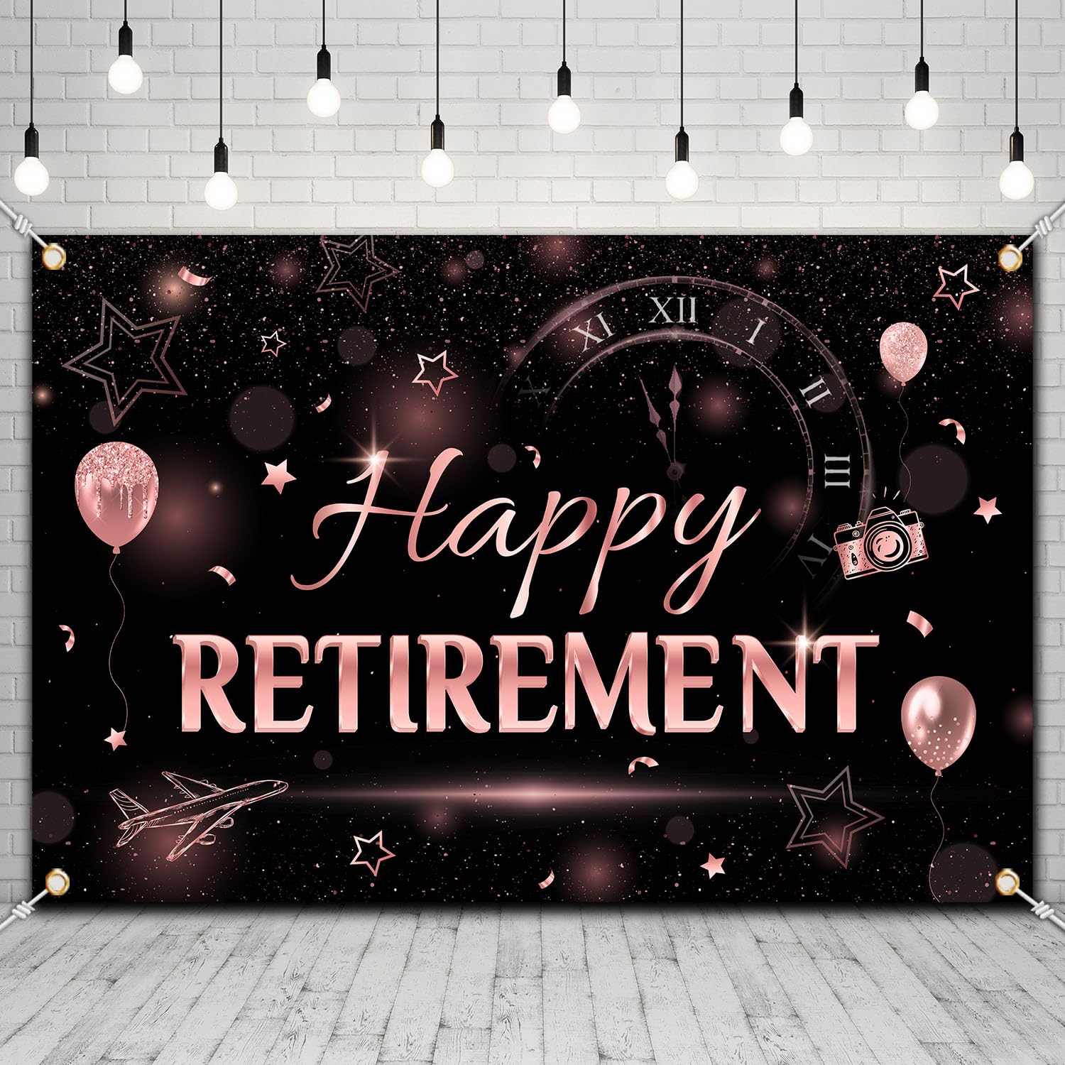 Rose Gold Retirement Backdrop Banner - Happy Retirement Decorations for Women, Retirement Party Photo Booth Supplies - Perfect for Retirement Celebrations, Office Farewells & Milestone Parties