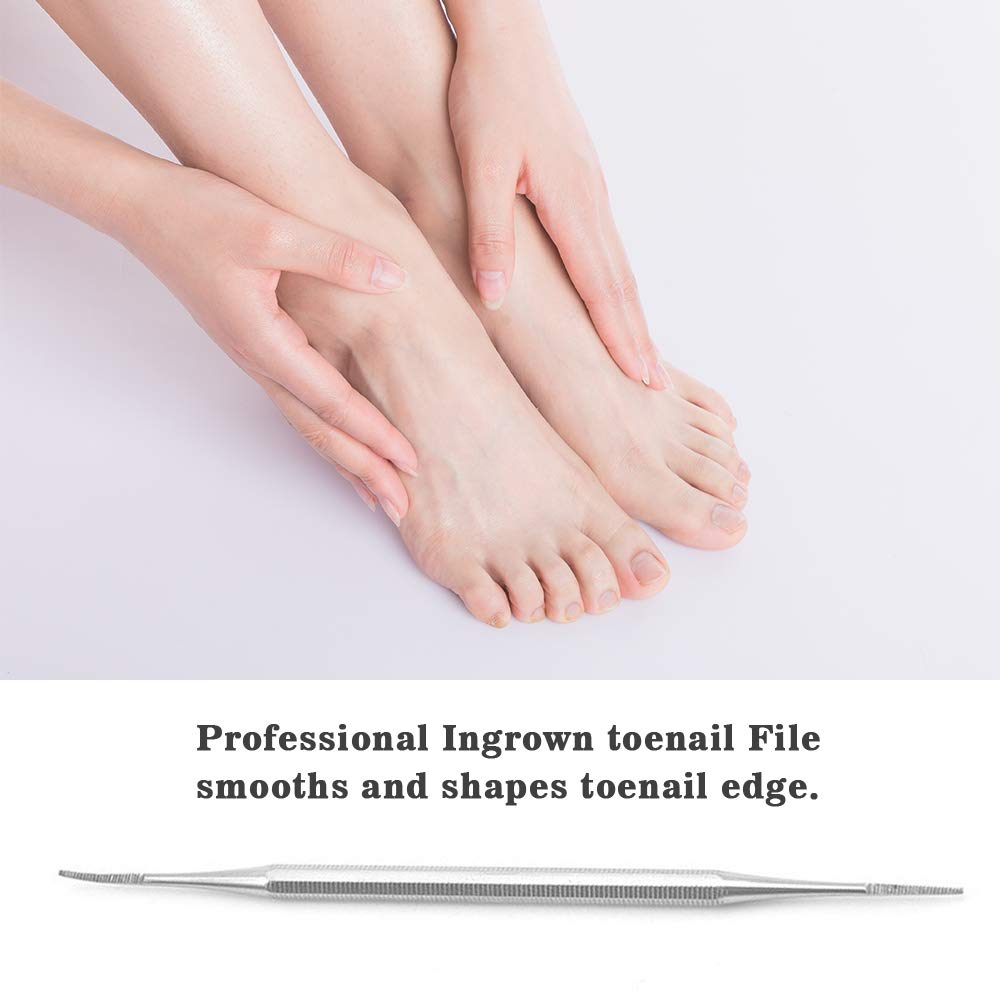 Ubersweet® Double Ended Ingrown Toenail Corrector & Nail File - Professional Manicure Pedicure Tool for Ingrown Toenail Care, Toenail Lifter & Cleaner - Perfect for Home Foot Care & Salon Use