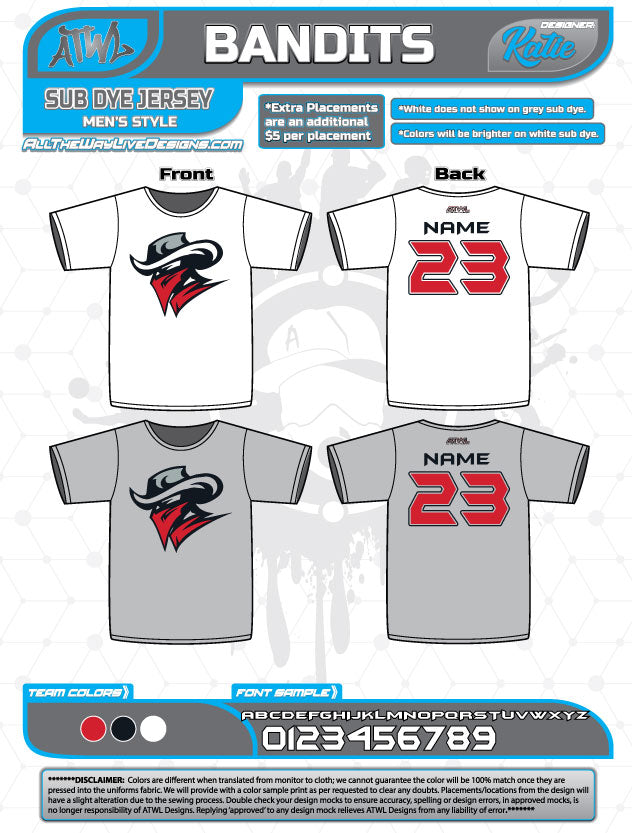 Bandits 10U Sublimated Baseball Jersey - Youth Performance Uniform for Baseball Games & Tournaments
