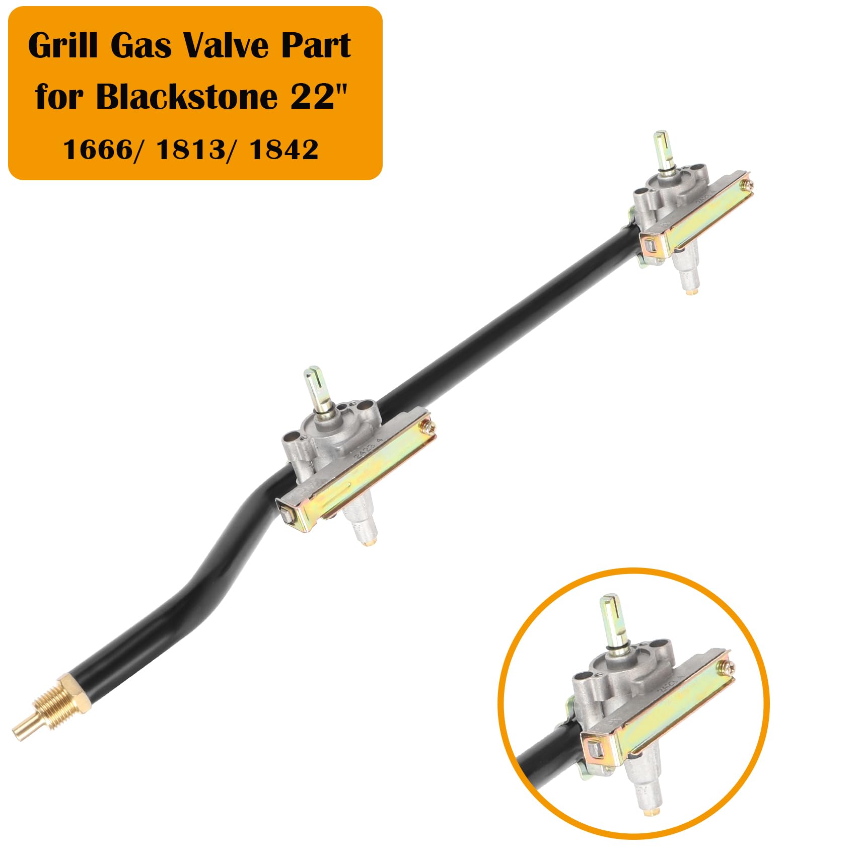Blackstone 22-Inch Tabletop Grill Griddle Replacement Burner Control Valve with Gas Rail - Compatible with Models 1666, 1813, 1842 - Perfect for Outdoor Cooking, Camping & Backyard BBQs