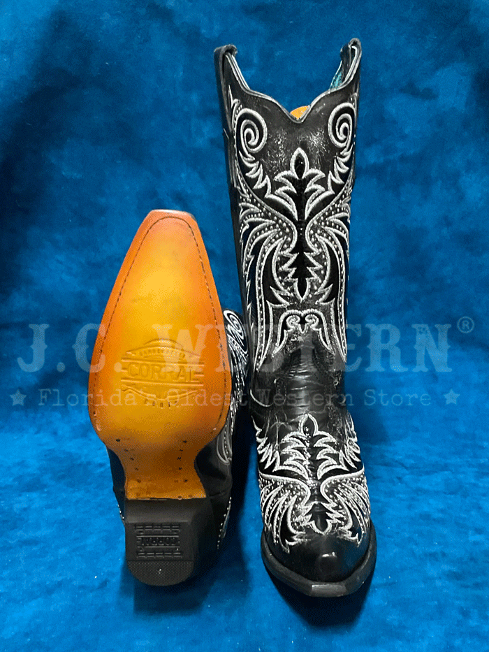 Corral Z5209 Women's Western Boots with Embroidery & Studs Overlay - Black Cowgirl Boots for Rodeo, Country Dance & Fashion Outfits