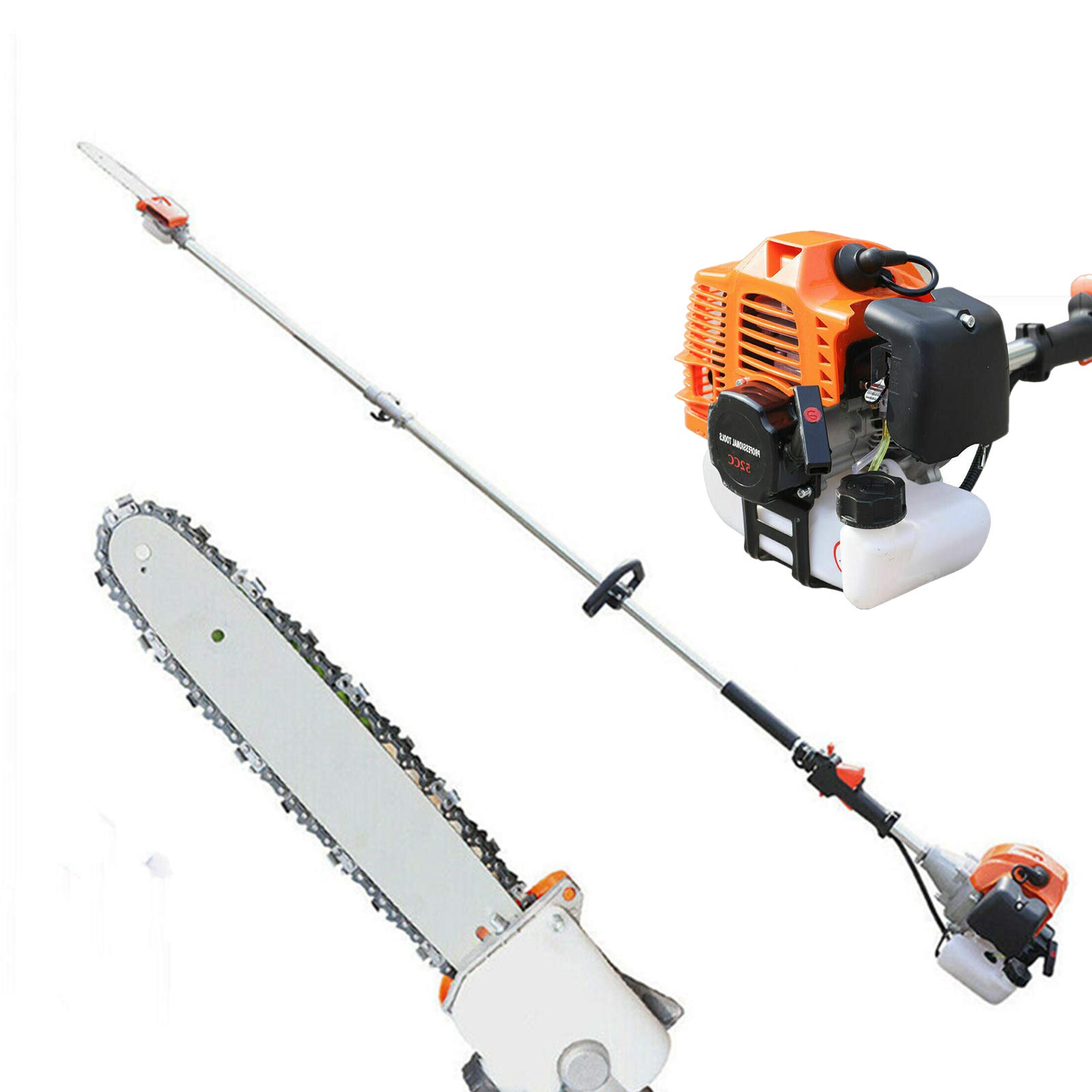37CC Gas Pole Saw - 4-Stroke Chainsaw for Tree Trimming & Pruning - Long Reach Trimmer for Garden & Farm Use