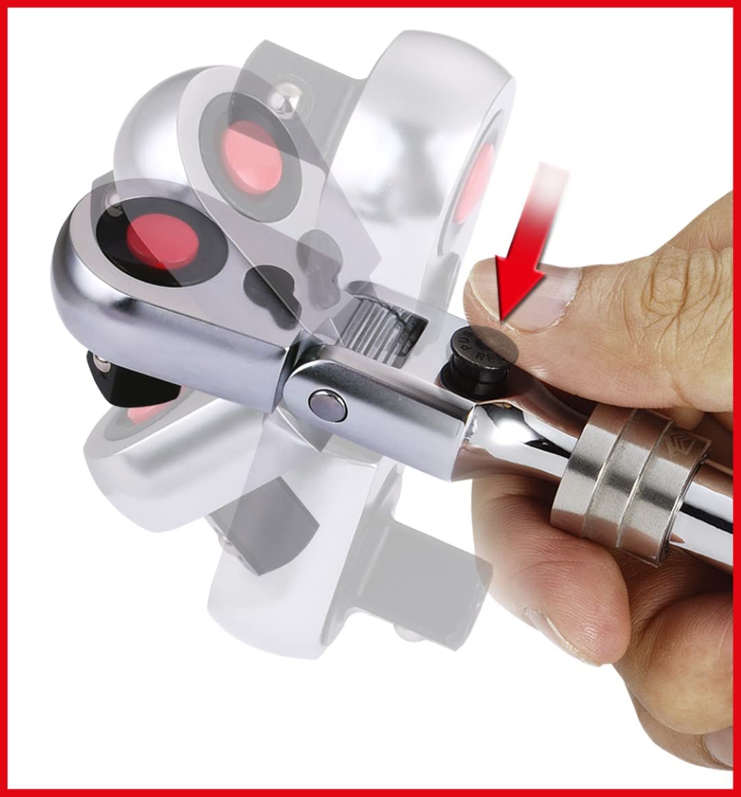 KS TOOLS SlimPower 914.1220 1/2 Inch 72-Tooth Telescopic Reversible Ratchet - Professional Automotive & DIY Tool for Tight Spaces & Hard-to-Reach Areas