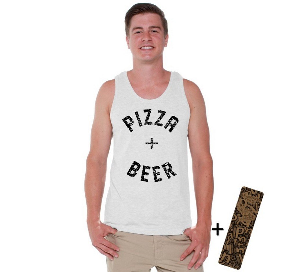 Awkwardstyles Men's Pizza & Beer Graphic Tank Top - Black Funny Food Lover Shirt for Parties, Gifts & Casual Wear - Perfect for BBQ, Birthday Celebrations & Beer Enthusiasts