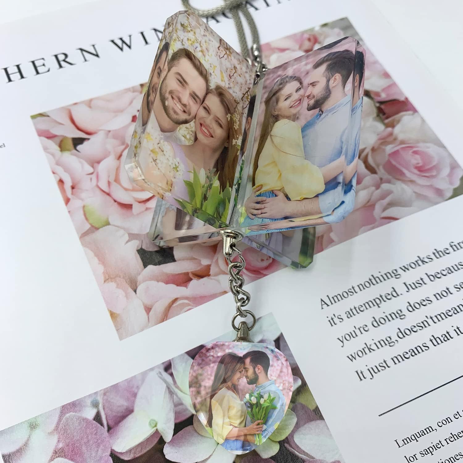 Custom Photo Car Pendant Crystal Windmill Charm - 5PCS Rear View Mirror Hanging Ornaments for Cars - Personalized Car Accessories for Gifts, Decor, and Safe Driving
