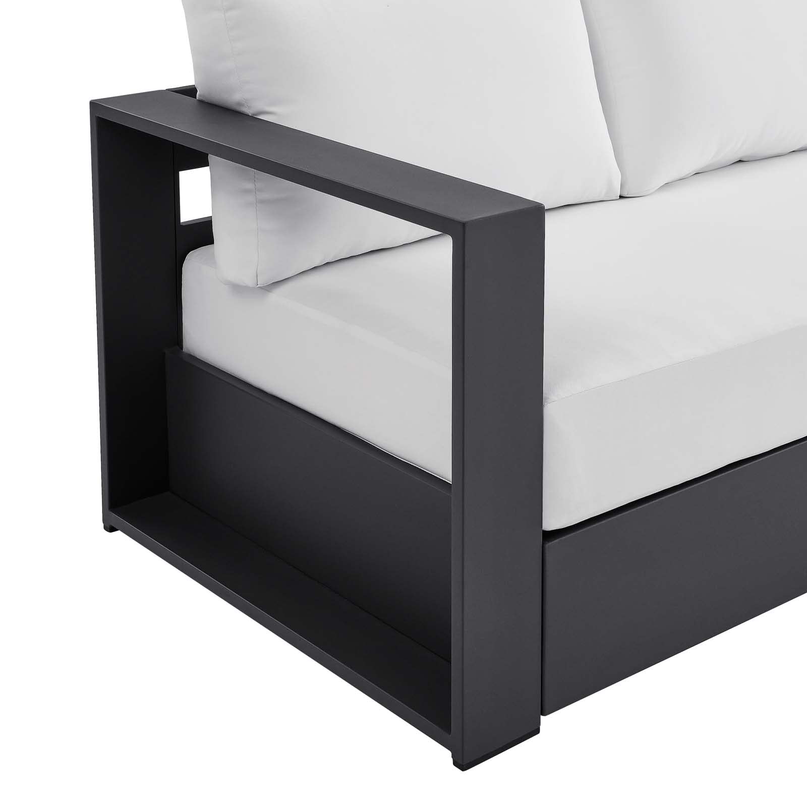 Modway Tahoe Aluminum Outdoor Patio Sofa - Weather-Resistant Gray White Patio Furniture for Garden, Poolside & Backyard Relaxation