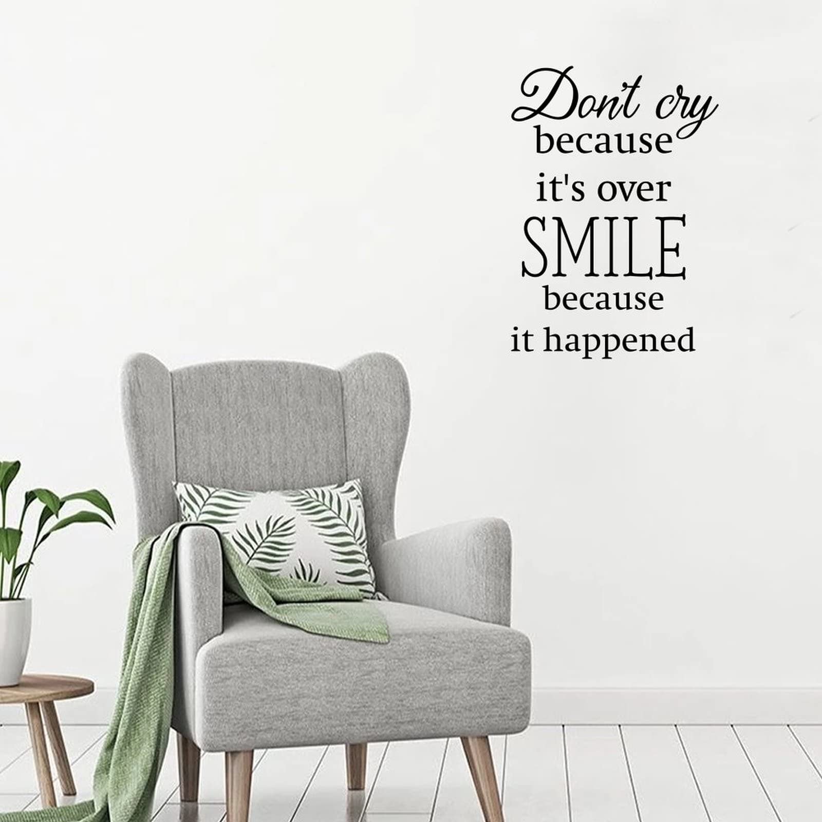 Inspirational Wall Decals - 'Don’t Cry Because It’s Over, Smile Because It Happened' - Removable Vinyl Sticker for Bedroom, Living Room & Home Decor | Motivational Wall Art for Offices, Dorms & Nursery