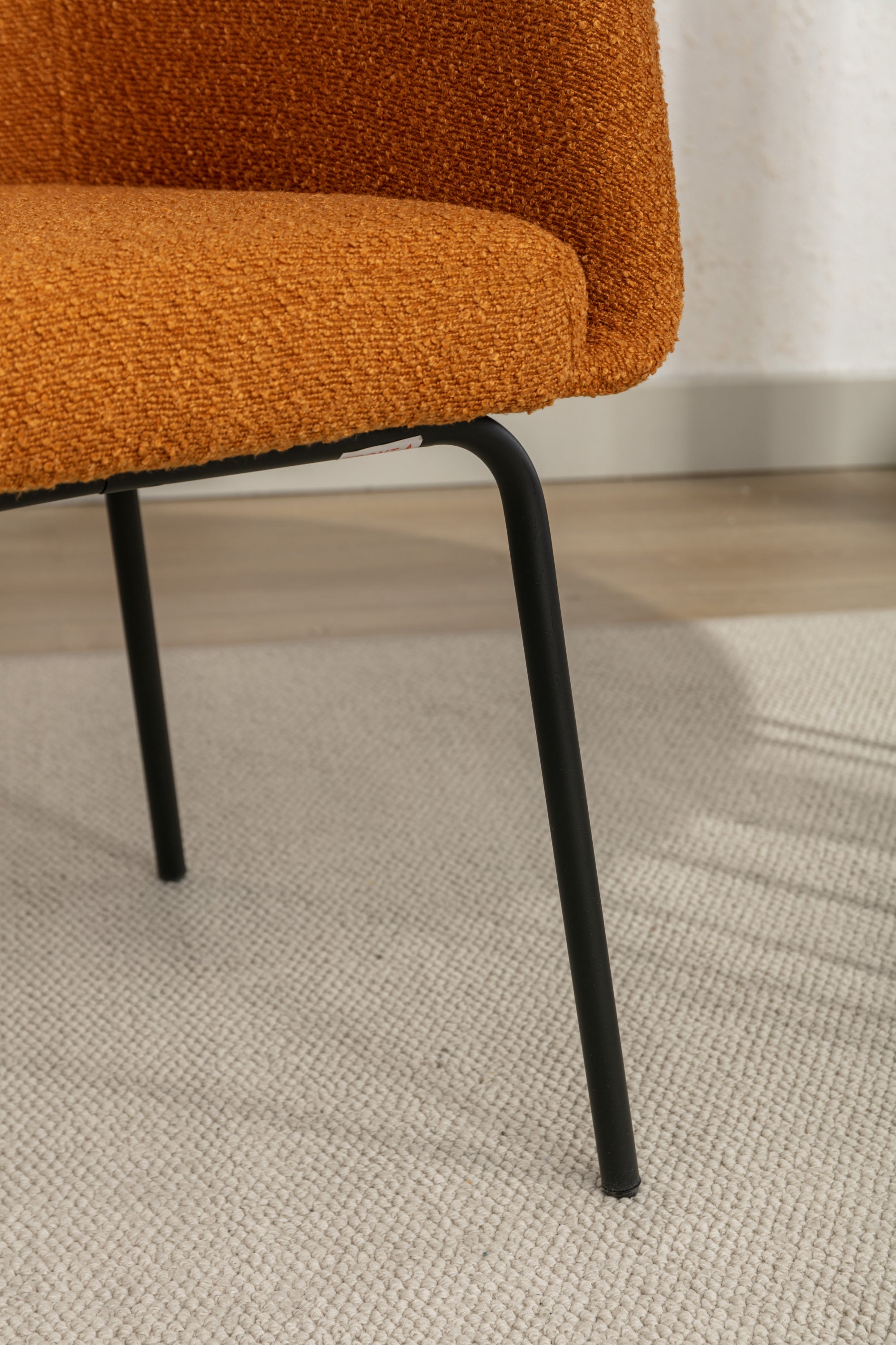 Boucle Fabric Dining Chairs with Black Metal Legs - Set of 2, Ginger - Modern Kitchen & Dining Room Accent Chairs for Home Decor