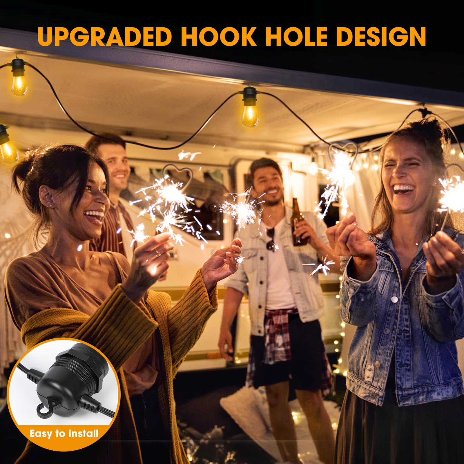 50FT Commercial Grade LED Outdoor String Lights - 17 Shatterproof Waterproof S14 Replaceable Bulbs (Includes 2 Spare) - 2700K Warm White for Patio, Yard, Garden, Porch & Deck Decor - Perfect for Outdoor Parties, Weddings & Backyard Lighting