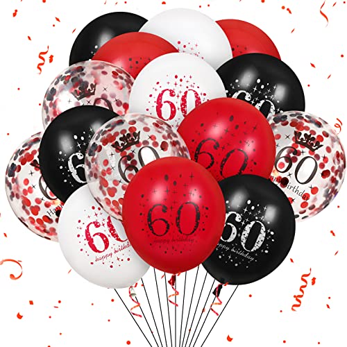 Red Black 60th Birthday Balloons