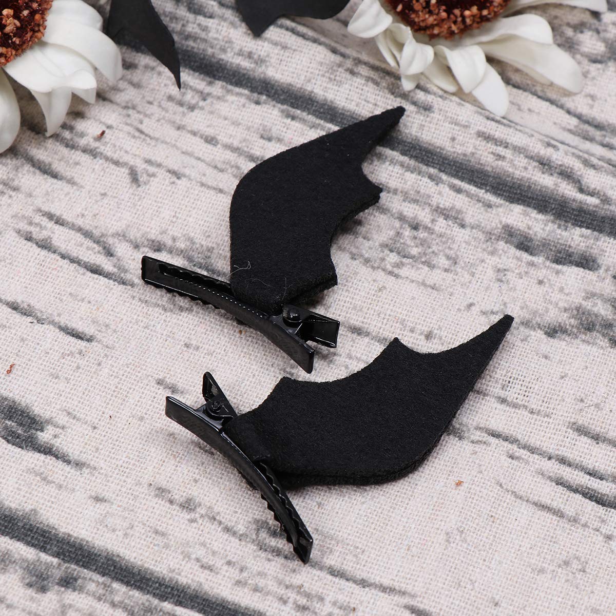 Lurrose 6pcs Devil Wing Hair Clips - Halloween Hair Barrettes & Pins for Kids, Girls, Women - Gothic Hair Accessories for Halloween Party, Cosplay, Costume & Dress Up (Black & Red)