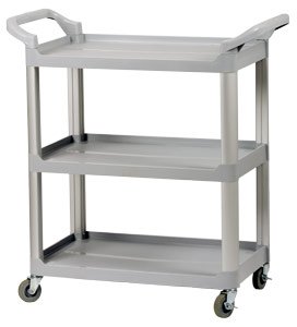 Royal Industries Plastic Bus Cart - 32x16 Inches, Gray - Heavy Duty Utility Cart for School, Office, or Warehouse Storage and Transport