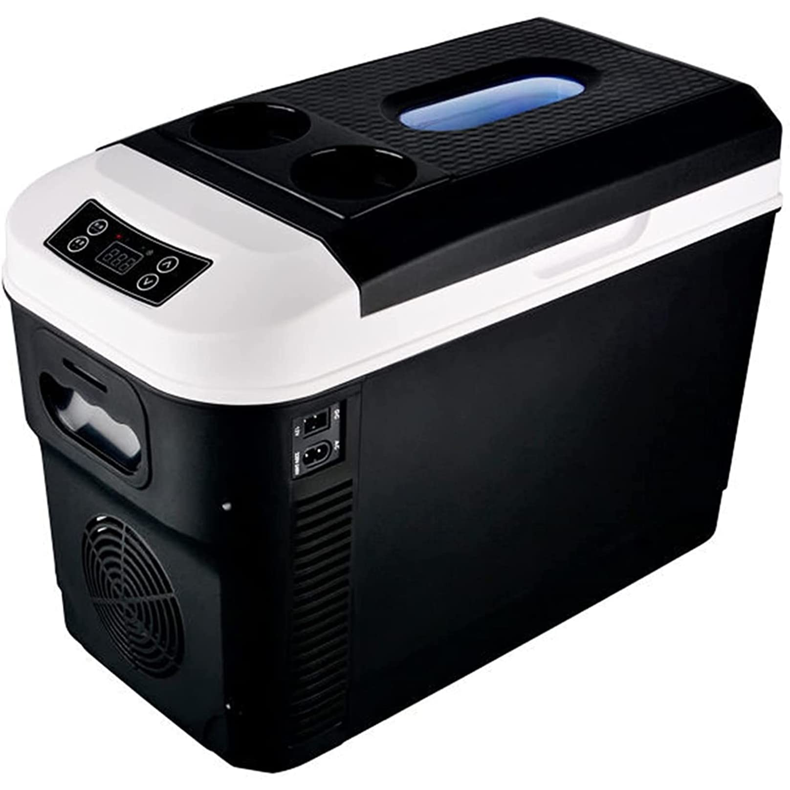 15L/16Qt Portable Car Refrigerator - 12V/24V/110V Compact Travel Cooler & Warmer for Camping, Road Trips, Fishing, Picnics | Auto, Home, Office Use | Food & Drink Storage | Black (15L Capacity)