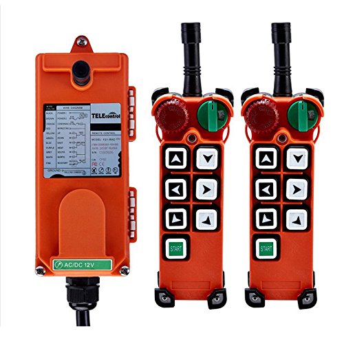 F21-E2 Industrial Crane Radio Remote Control with Safety Key Switch - 2 Transmitters + 1 Receiver (12V AC/DC) - Perfect for Overhead Cranes, Hoists, and Material Handling Equipment