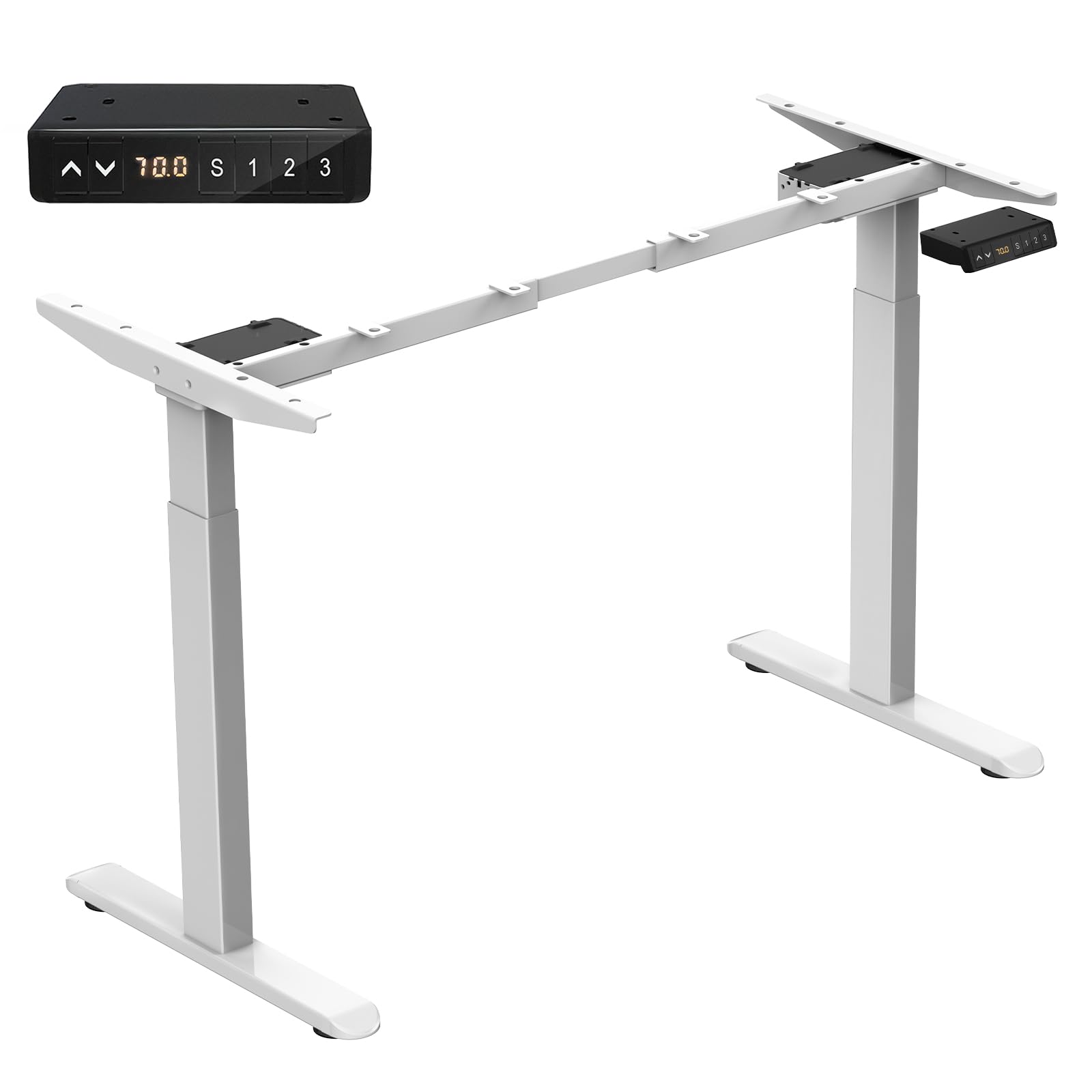 Dual Motor Electric Standing Desk Frame - Adjustable Height Desk Legs with 3 Memory Presets, 2 USB Ports & Heavy Duty Design | Perfect for Home Office, Gaming Setup & Workstation (White Frame)