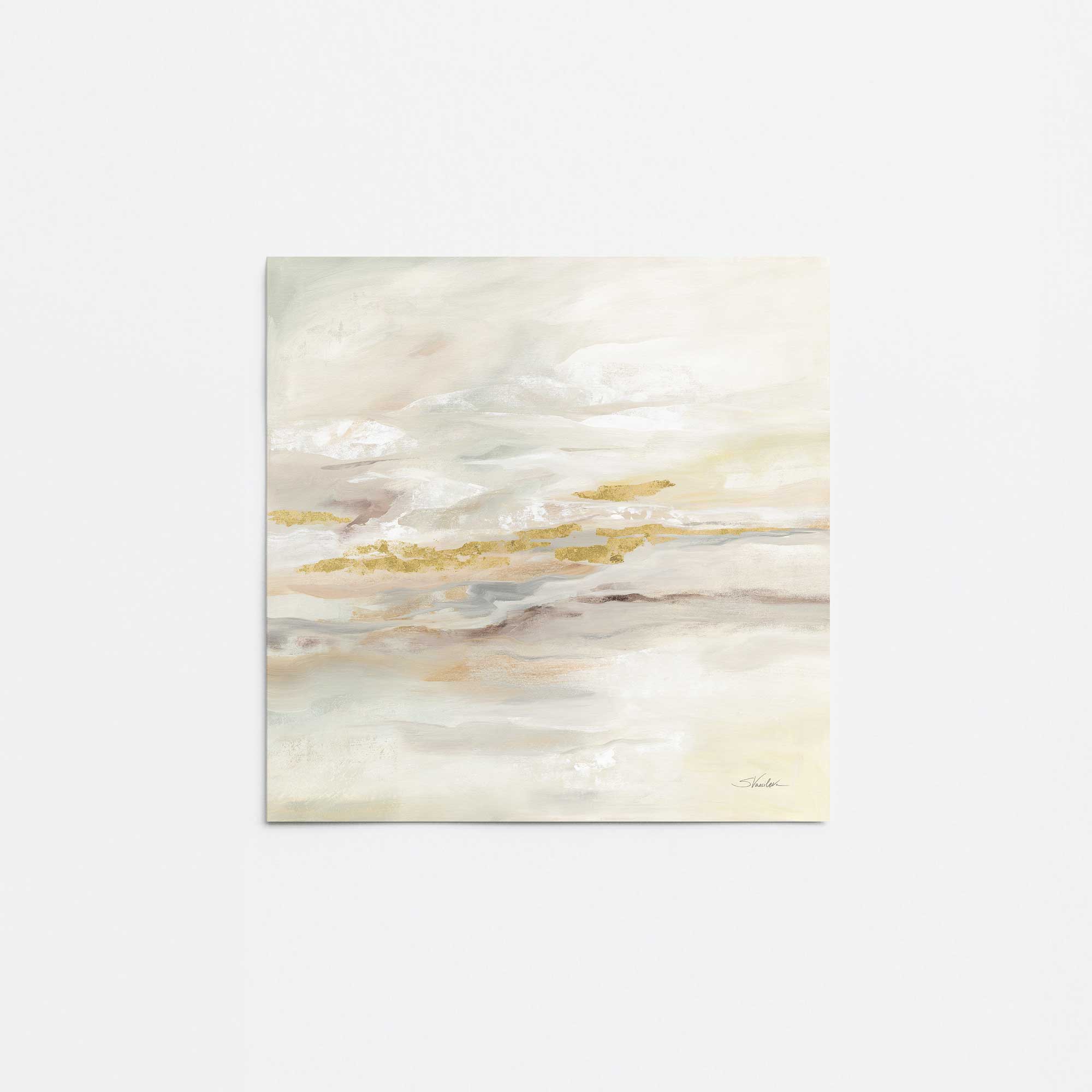 Golden Drift Reflections Print - Abstract Wall Art for Modern Home & Office Decor - Perfect for Living Rooms, Bedrooms, and Workspaces