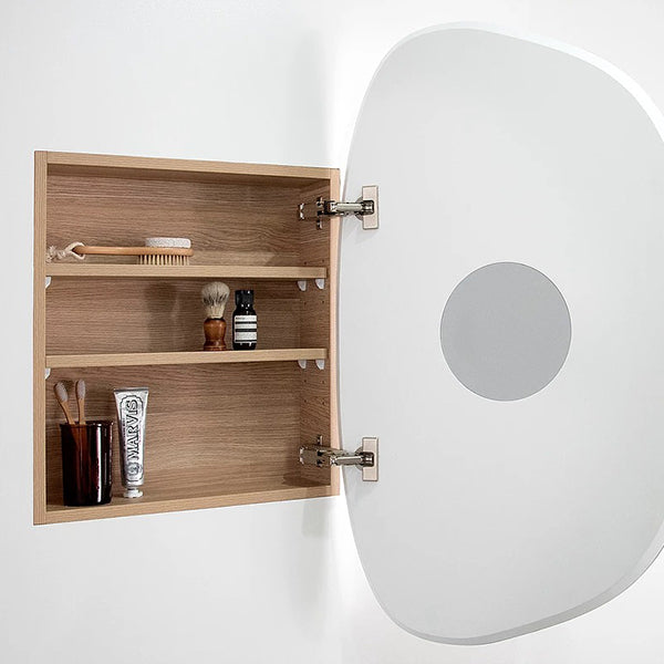 ADP 550mm Organic Wooden Shaving Cabinet - Bathroom Storage Organizer with Mirror for Razors & Toiletries | Perfect for Modern Bathroom Vanity & Spa Decor