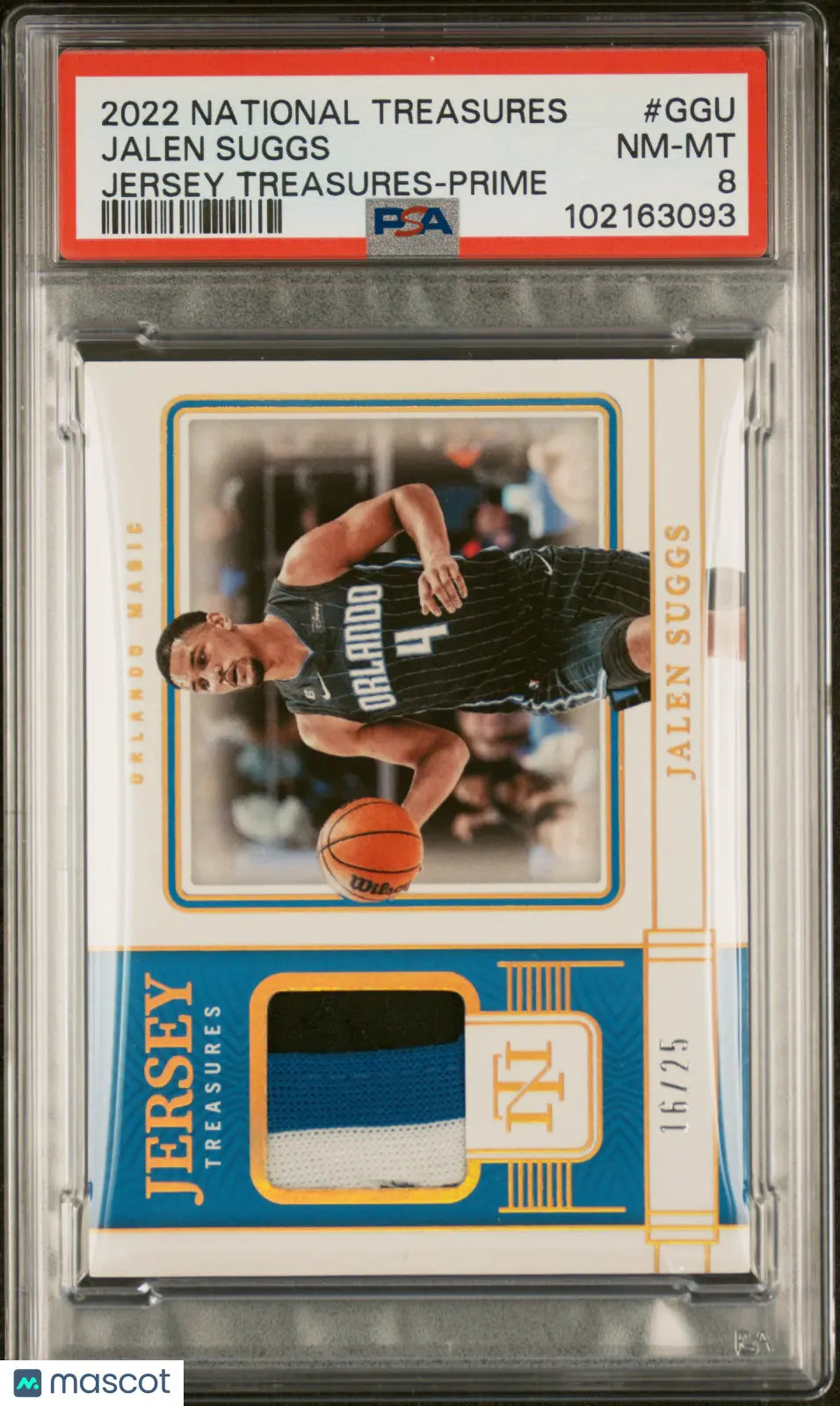 2022 Panini National Treasures Jersey Treasures Jalen Suggs PSA 8 /25 - Rare Basketball Trading Card for Collectors & Investors - Perfect for Display, Gifts, and Sports Memorabilia Collections