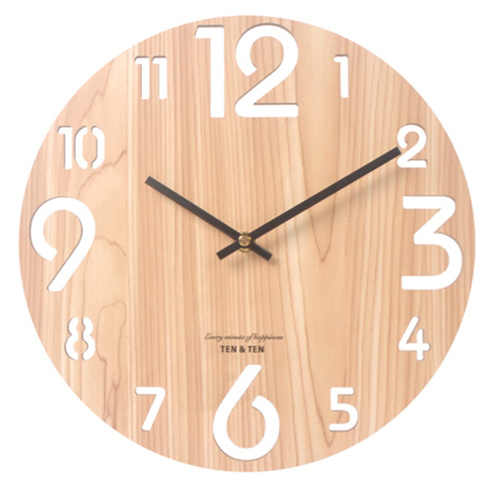 12 Inch Arabic Numeral Wooden Wall Clock - Silent Non-Ticking Rustic Round Wall Clock with Battery - Vintage Country Style Home Decor for Living Room, Bedroom & Office
