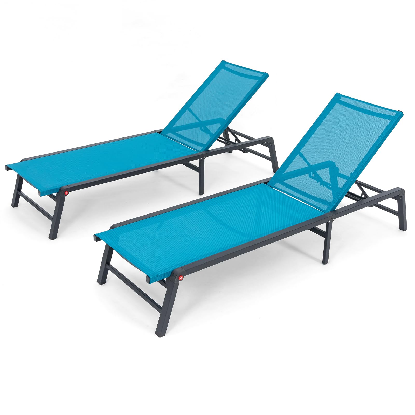 Premium Aluminum Foldable Chaise Lounge Chair - 2 Pack Adjustable Patio Poolside Beach Chair, No Assembly Required - Perfect for Outdoor Relaxation by Pool, Beach, Garden & Backyard