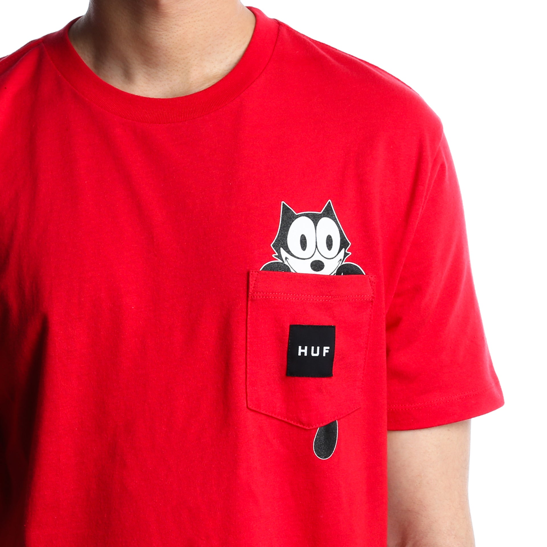 HUF x Felix Watching Pocket Tee - Red Graphic T-Shirt for Men | Streetwear Fashion | Casual Wear & Skate Style
