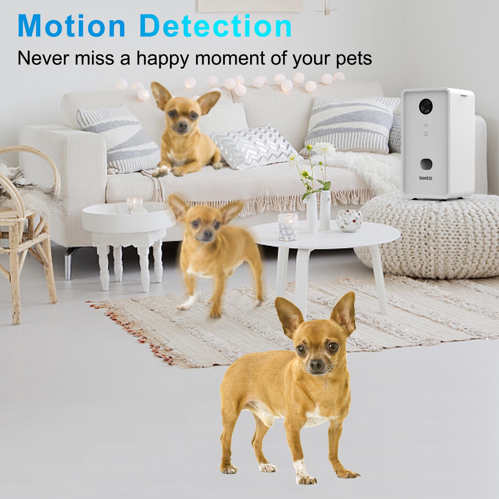 Smart Pet Camera with Treat Dispenser - 2.4G/5G WiFi Dog Camera, 2-Way Audio, 1080P Night Vision, App Control, Multi-User Access, Alexa Compatible - Monitor & Play with Pets Remotely for Home & Travel Use