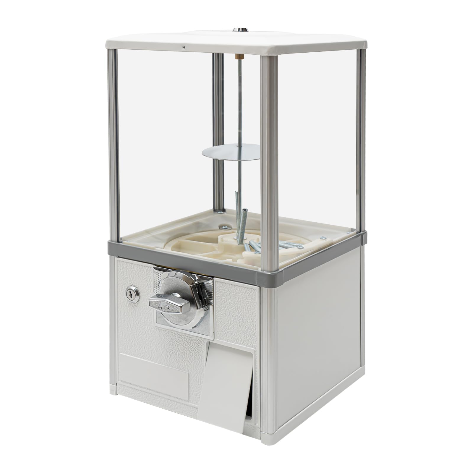 White Metal Candy Gumball Vending Machine - 20.87 Inch Height with High Load Capacity, Portable Gumball Dispenser for 1.77-1.97 Inch Gadgets - Perfect for Retail Stores, Arcades, and Party Favors