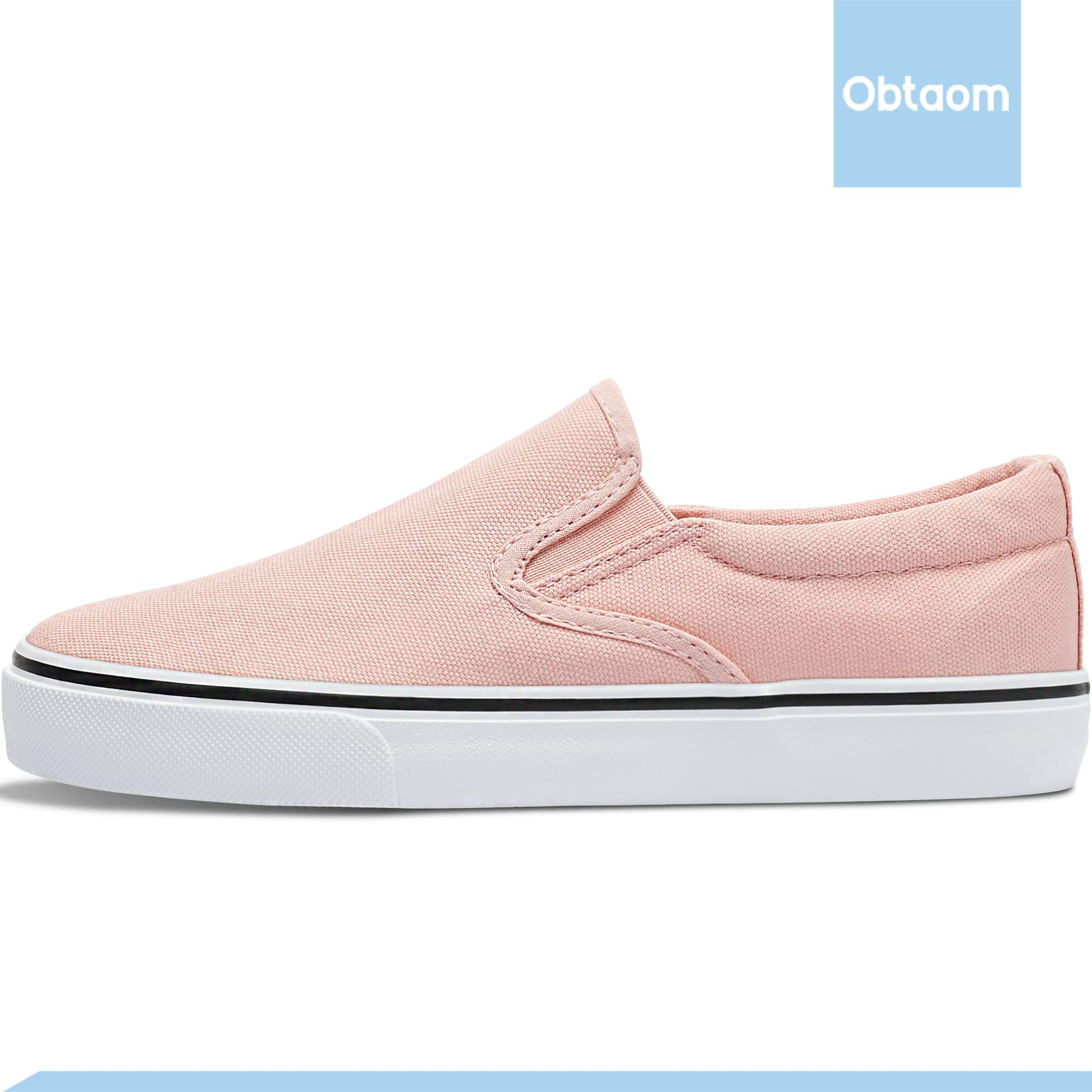 **Obtaom Women's White Sneakers - Slip On Canvas Loafers for Women, Low Top Casual Shoes - Perfect for Walking, Work & Everyday Outfits**