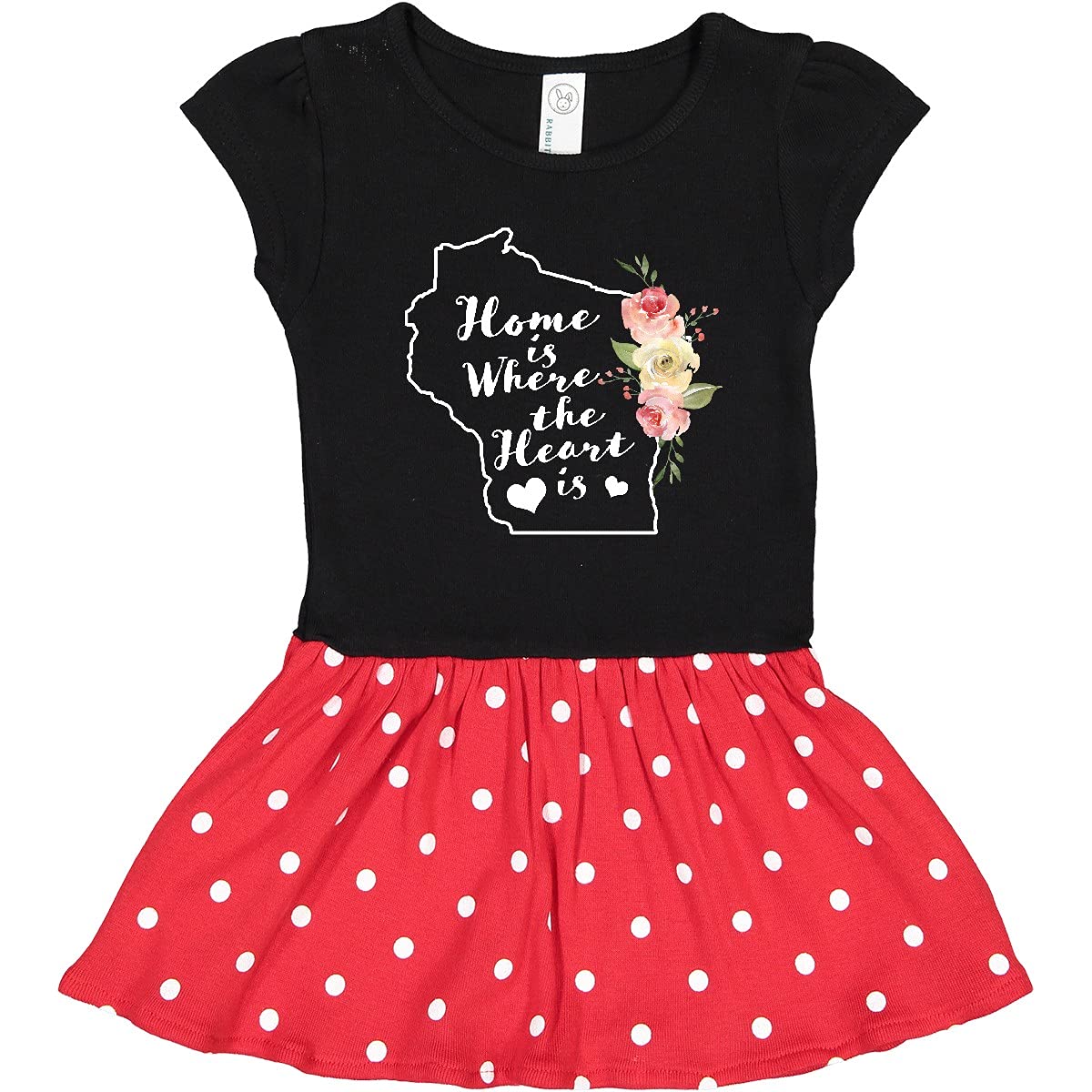 Inktastic Wisconsin Home is Where The Heart is Watercolor Print Toddler Dress - Cute Outfit for Baby Girls, Playdates & Family Photos