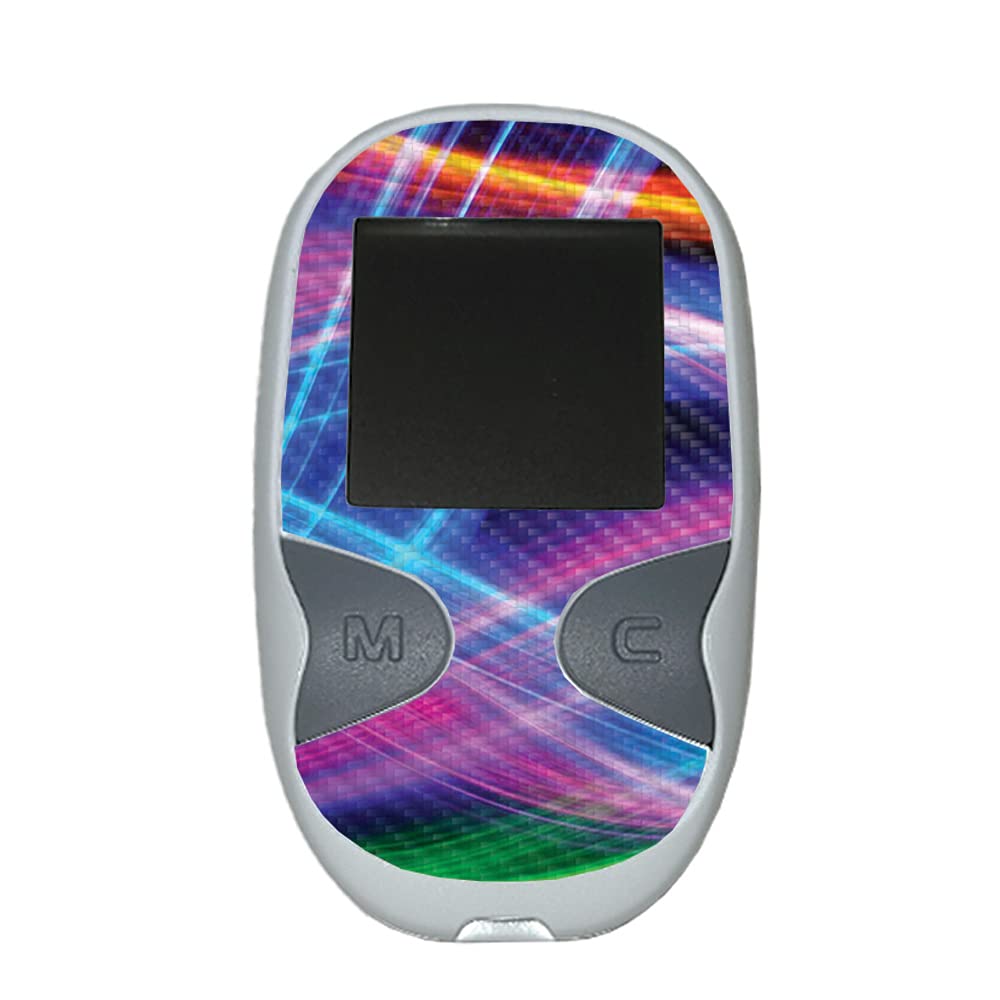 MightySkins Carbon Fiber Skin for Care Touch Glucose Meter - Light Waves Design | Protective & Durable Textured Cover | Easy to Apply | Made in USA | Perfect for Diabetes Management & Travel Protection
