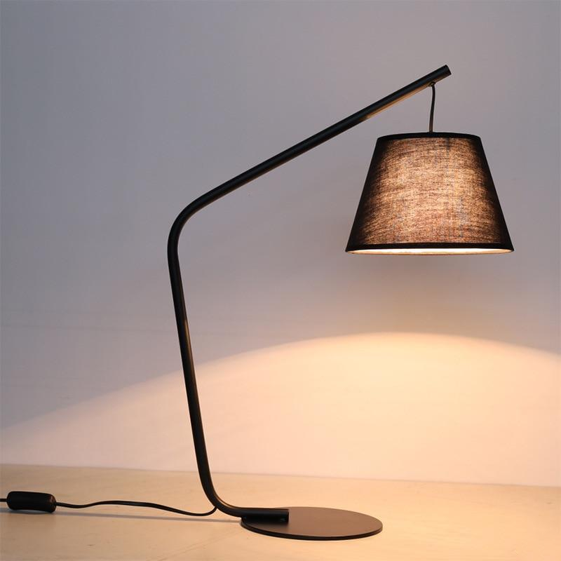 Stylish Black Linen & Metal Table Lamp - Modern Home Office Bedroom Lighting Decor for Reading & Relaxation