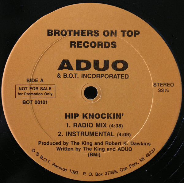 Aduo & B.O.T. Incorporated Hip Knockin' - 12-Pack Promotional Music Album (M) - Perfect for DJs, Clubs, and Music Enthusiasts