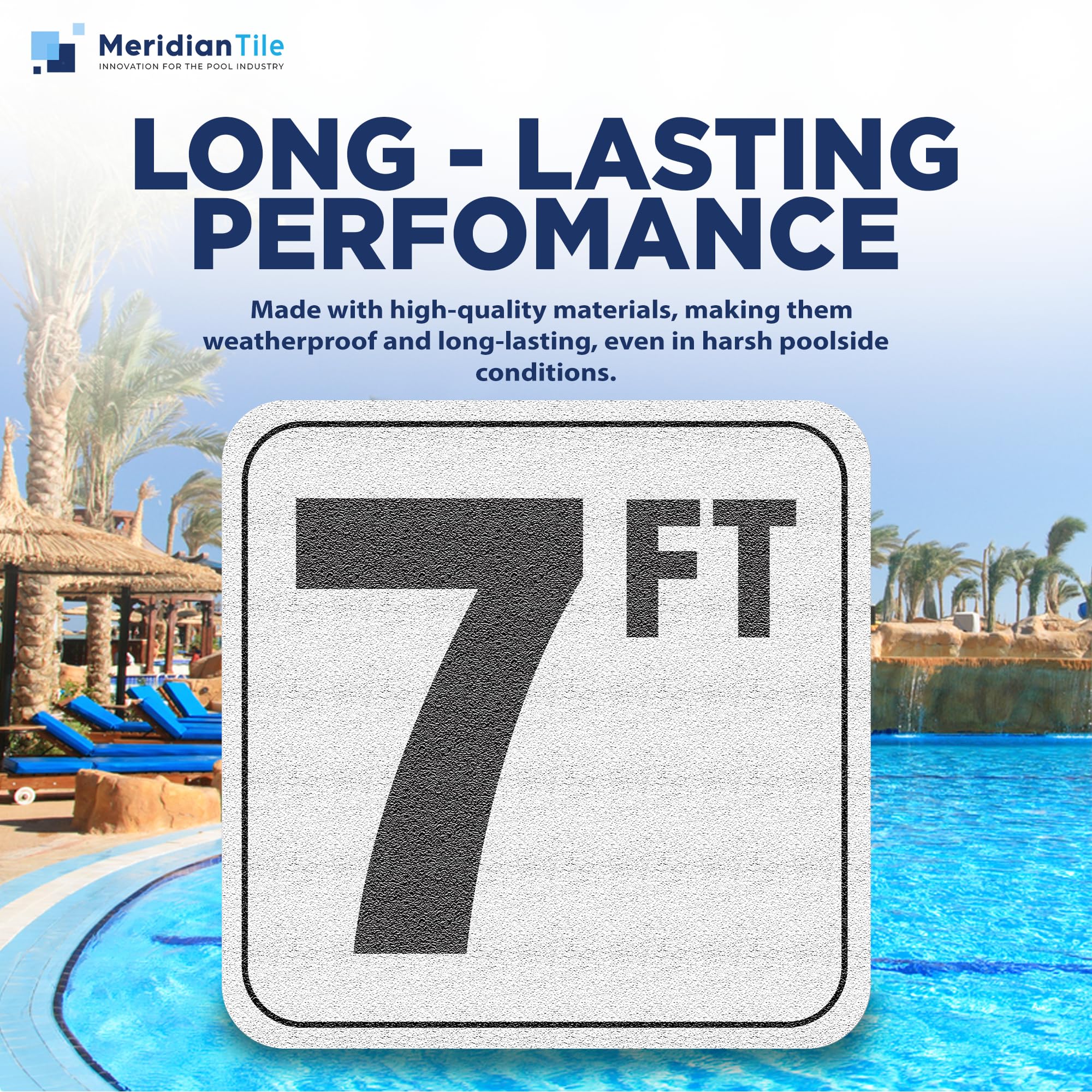 7FT Pool Depth Markers - 6x6 Inches Vinyl Adhesive Stickers with 4
