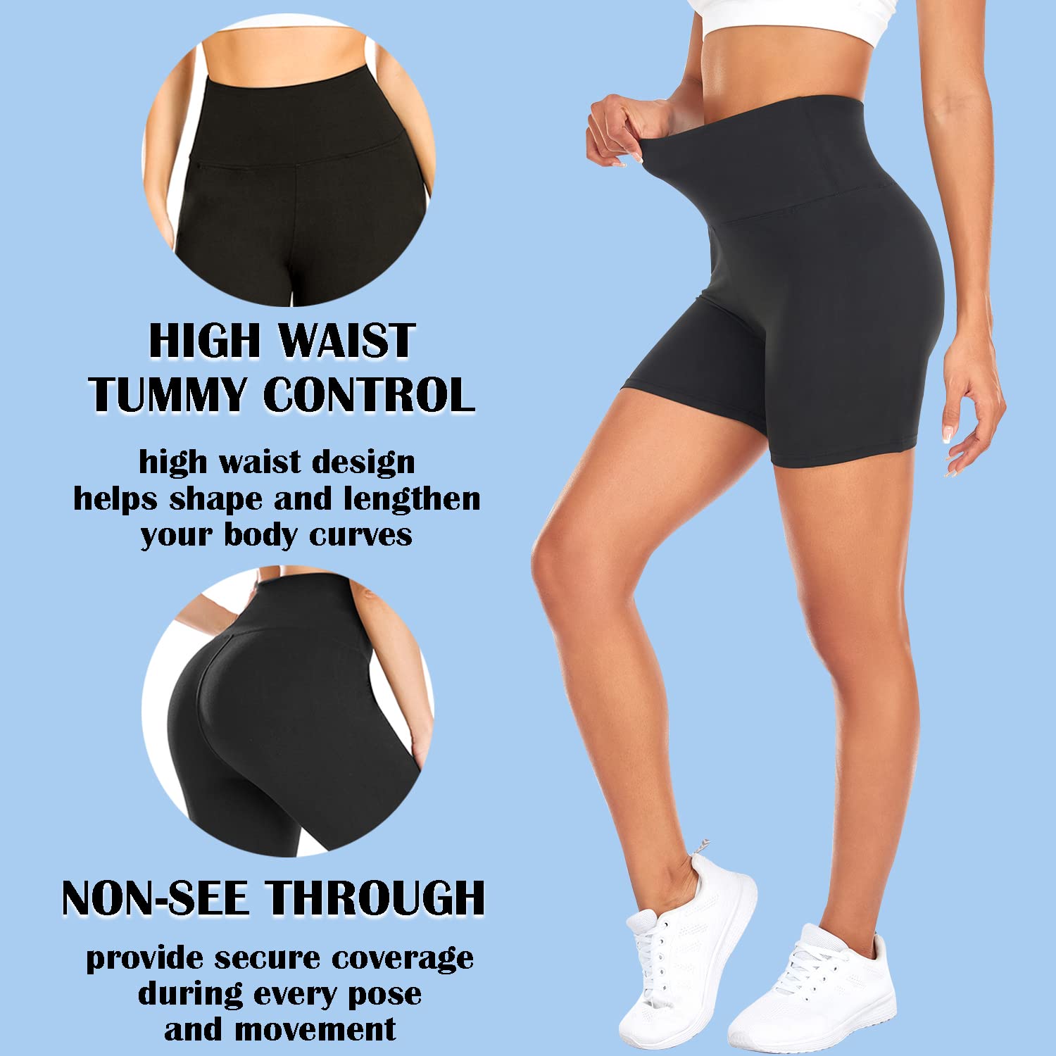 FULLSOFT High Waisted Biker Shorts for Women - 5 Inch Tummy Control Workout Shorts | Yoga, Running, Gym & Fitness Training | Perfect for Athleisure & Active Lifestyle