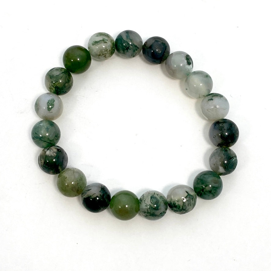 Natural Moss Agate Healing Bracelet for Women - Handmade Adjustable Beaded Crystal Jewelry for Meditation, Chakra Balancing & Positive Energy - Perfect for Yoga, Spiritual Gifts & Everyday Wear