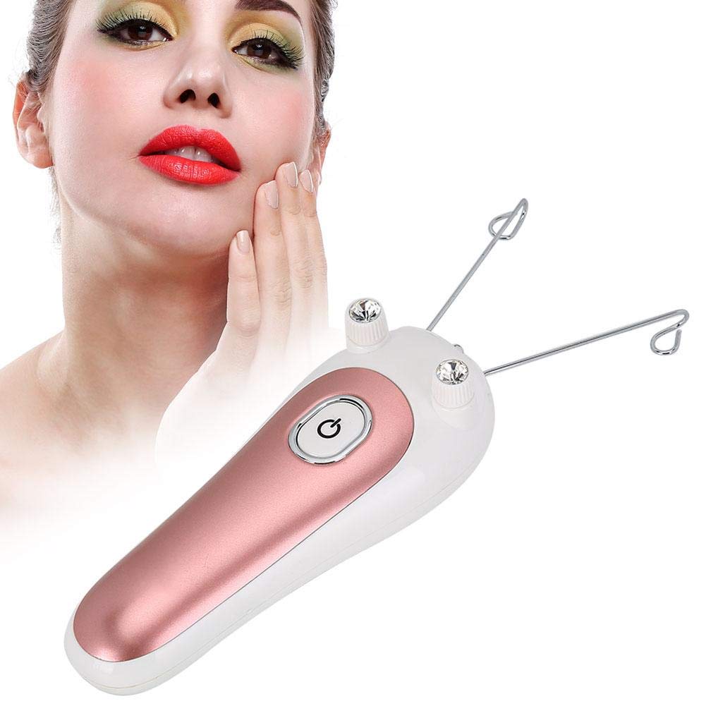 Electric Facial & Body Hair Remover - Painless Epilator for Women & Men, Reusable Threading Device for Smooth Skin on Face, Arms, Legs - Perfect for Home Use & Travel (Rose Gold)