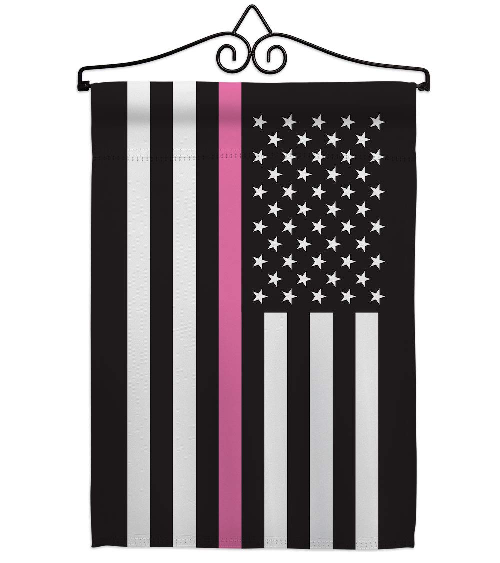 Thin Pink Line Garden Flag Set - Double-Sided 13x18.5 Inch US-Made Yard Banner for Cancer & Autism Awareness, Breast Cancer Survivor Support, BLM - Perfect for Front Yard, Garden Decor, and Housewarming Gifts