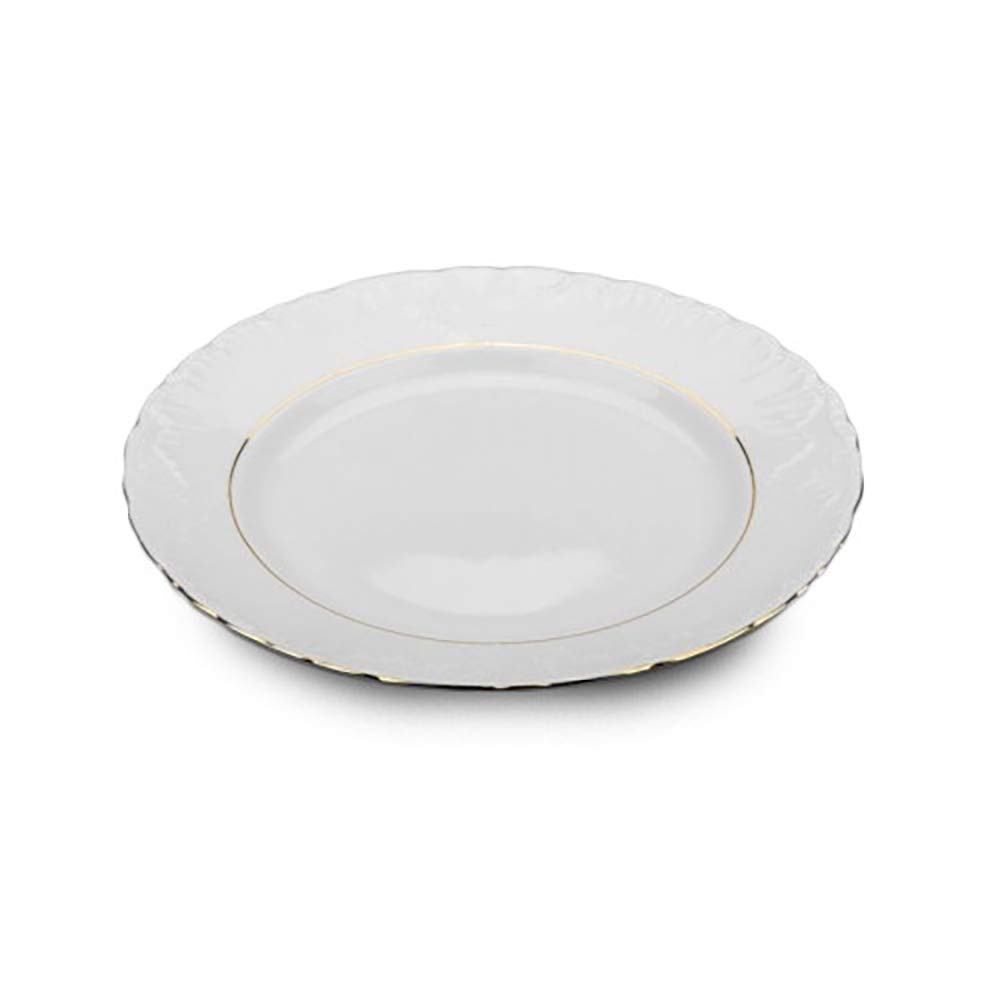 Premium 13-Inch Porcelain Dinner Plates Set of 6 with Elegant Platinum Band & Gold Trim - Perfect for Formal Dining, Wedding Receptions & Luxury Dinner Parties
