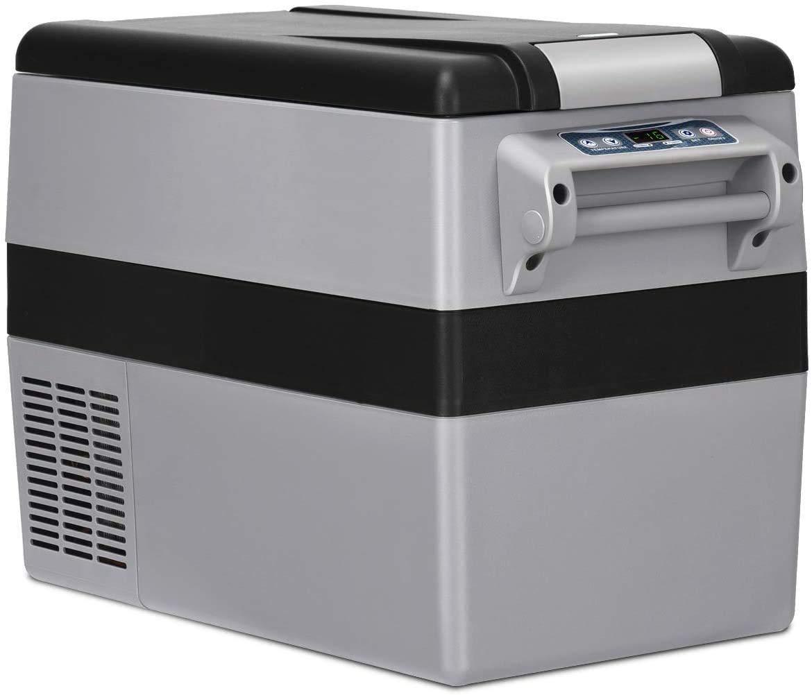 COSTWAY 44-Quart Portable Car Refrigerator - 12V/24V Electric Cooler with 3 Cooling Levels, LCD Display & Shockproof Design - Perfect for Camping, Road Trips, RV Travel, Truck Parties & Outdoor Adventures