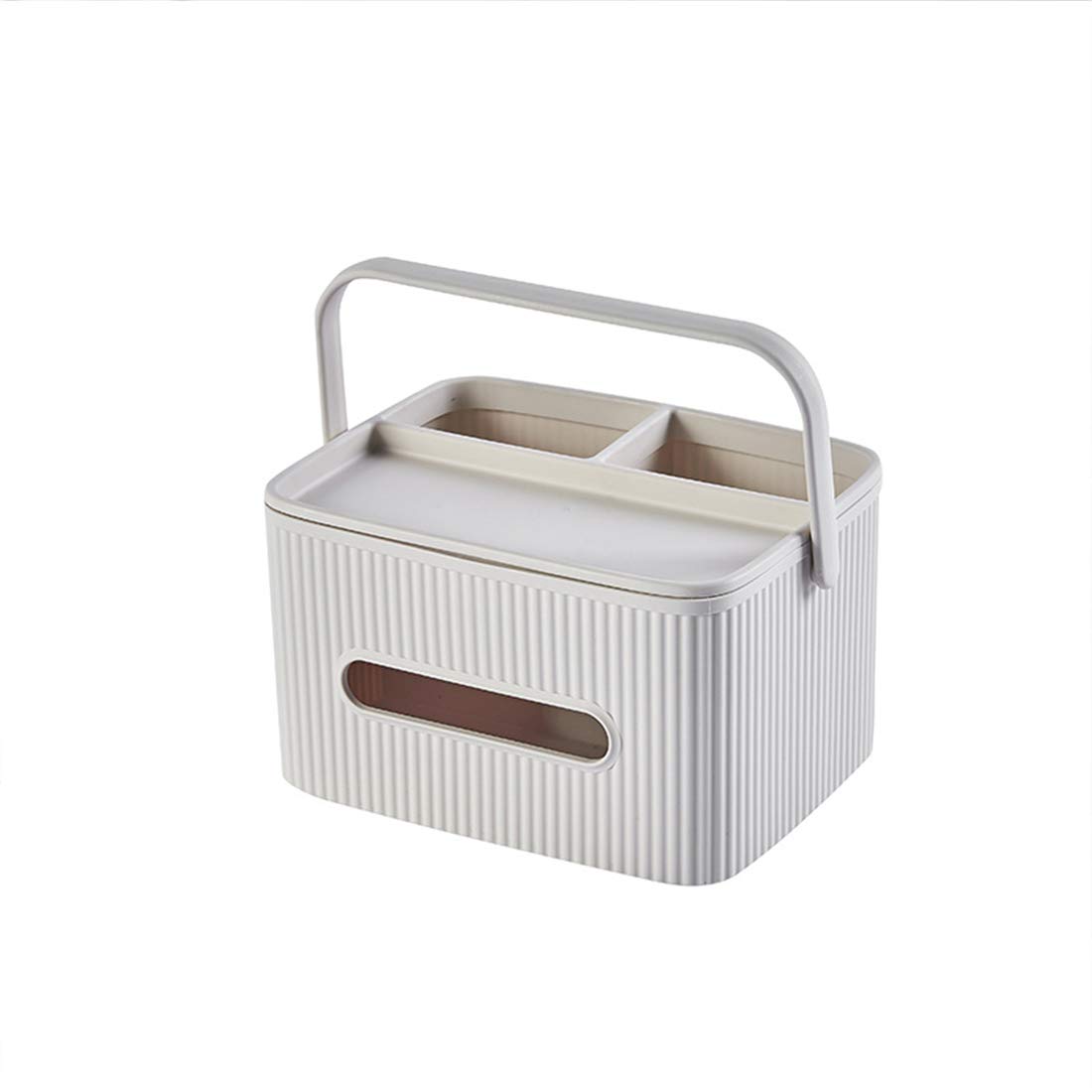 HSDMYSH Multifunction Desktop Organizer - Tissue Box Holder, Pen Holder & Storage Box for Phone, Remote, Glasses, Notepad | Plastic Container for Office, Home & Car Use