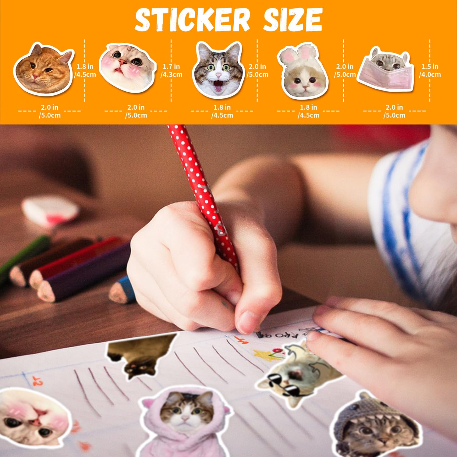 100 Pcs Waterproof Vinyl Cat Stickers for Kids - Cute Decals for Water Bottles, Laptops, Phones & Skateboards - Fun Stickers for Boys, Girls & Teens - Perfect for School, DIY Projects & Gift Giving