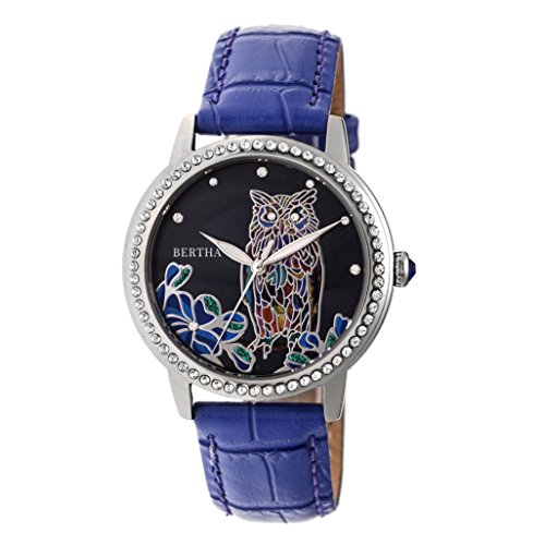 BERTHA Madeline MOP Leather-Band Watch - Purple | Elegant Women's Dress Watch for Business & Formal Occasions