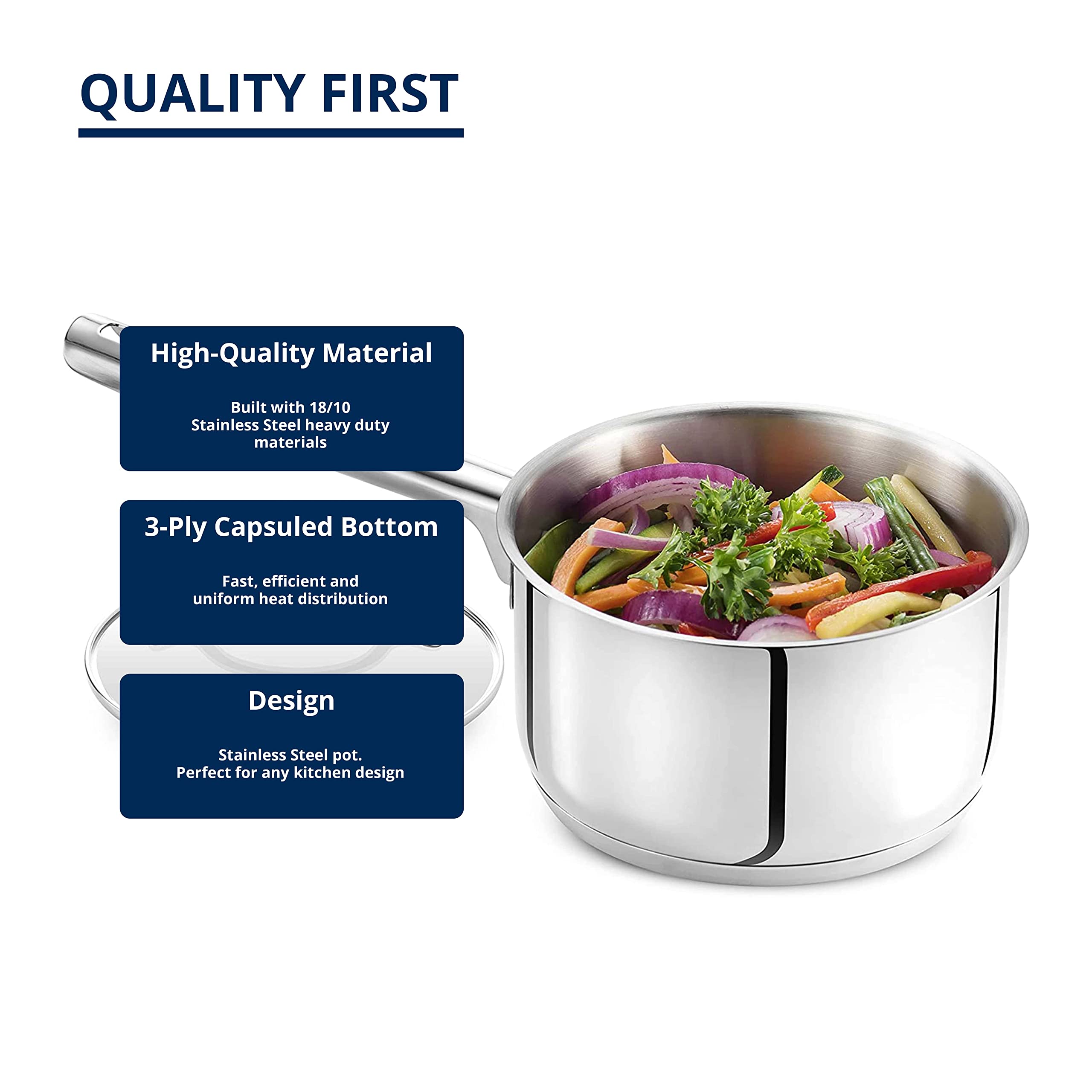 Strauss Tango 21 Quart Stainless Steel Stock Pot with Lid - Perfect for Soups, Stews & Large Family Cooking