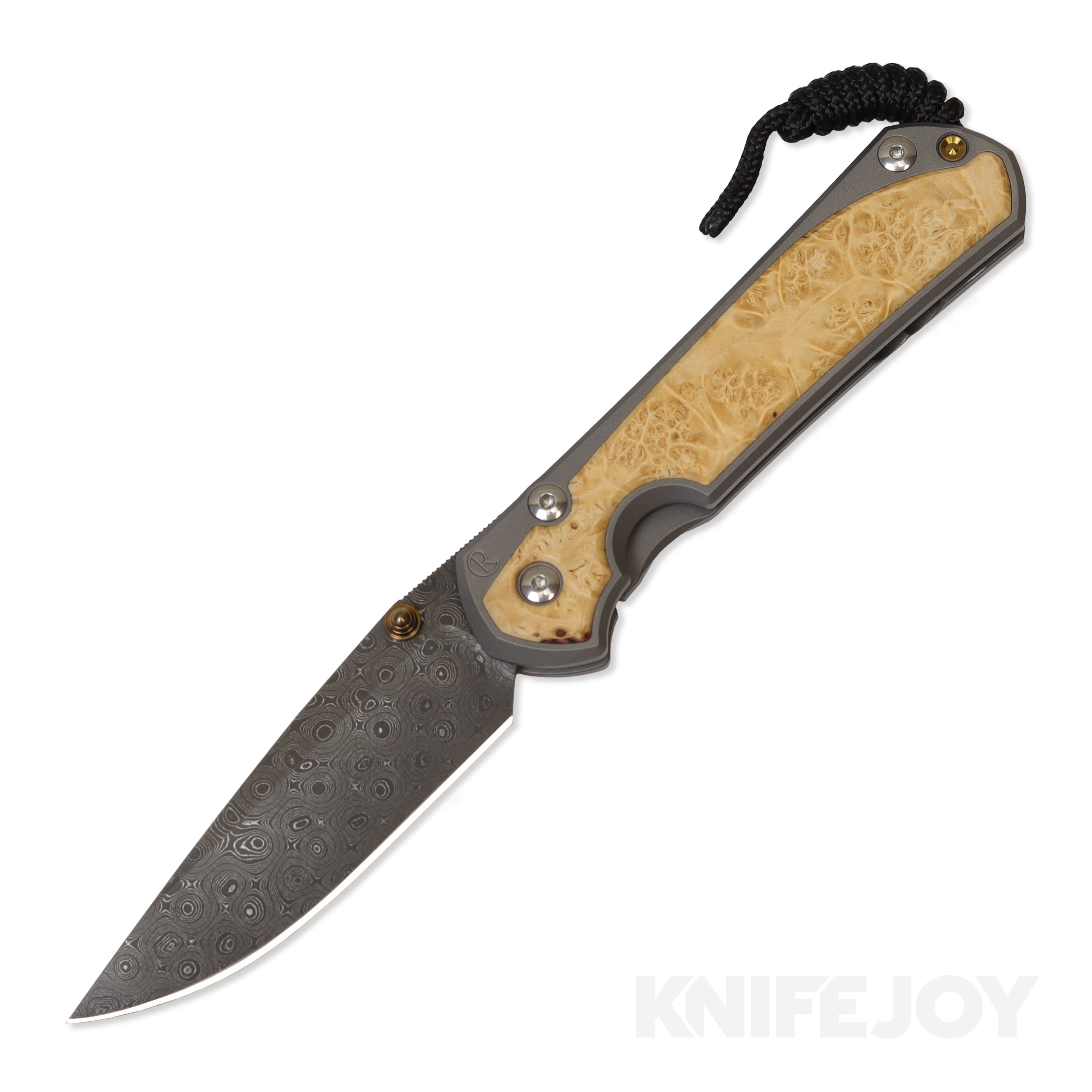 Chris Reeve Knives Large Sebenza 31 - Raindrop Damascus Drop Point Blade with Box Elder Inlay & Matte Finish Handles | Premium EDC Folding Knife for Outdoor, Camping & Survival