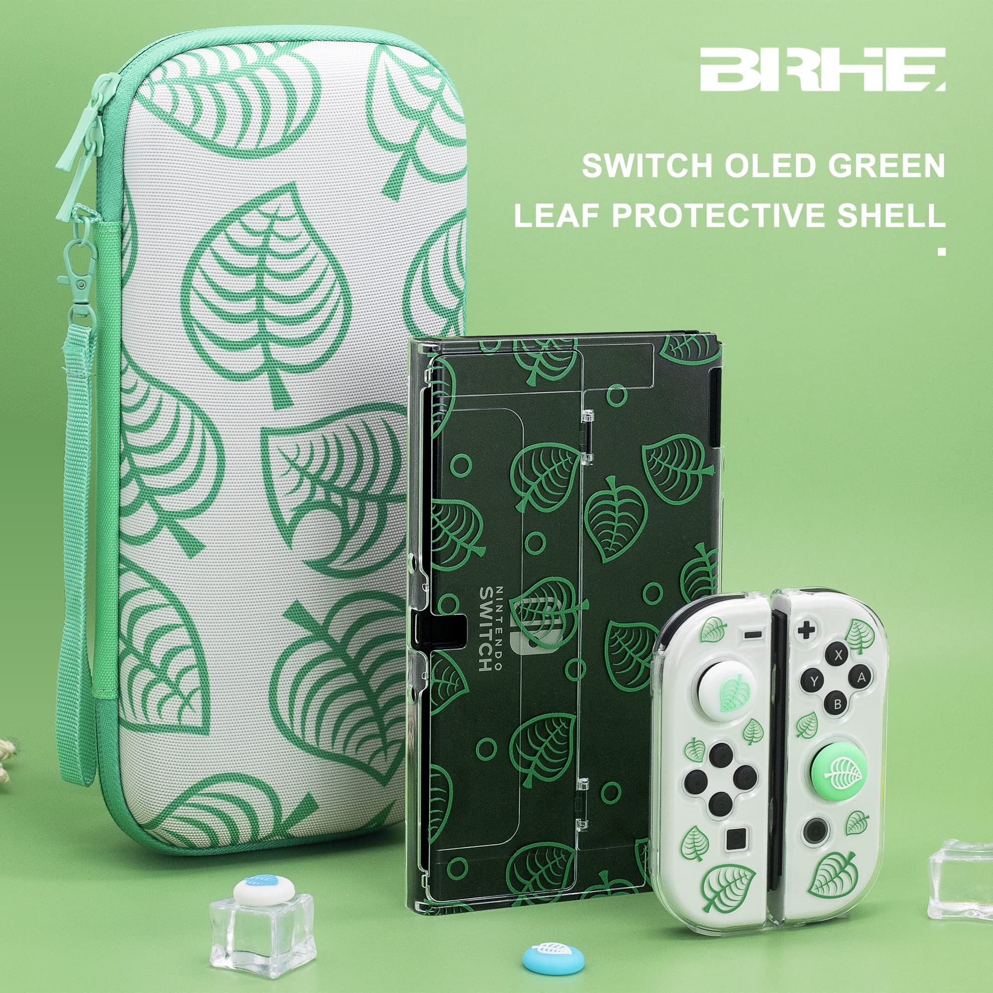 BRHE Protective Case for Nintendo Switch OLED - Animal Crossing Travel Carrying Case with Accessories Kit - Portable Gaming Storage for Travel & Home Use