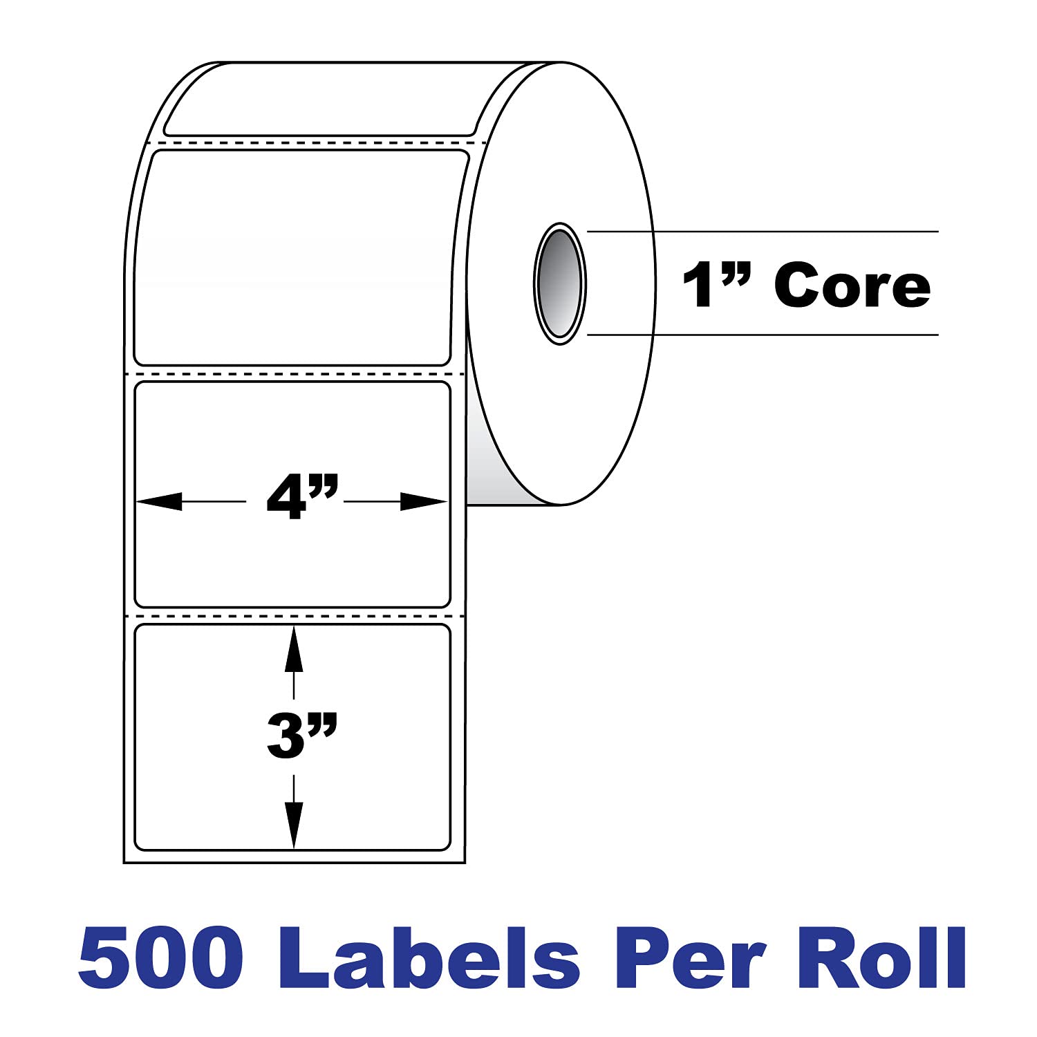 4 x 3 Inch Direct Thermal Shipping Labels - 500 Labels per Roll, Permanent Adhesive, 1 Inch Core - Compatible with Zebra Printers (Pack of 20 Rolls) - Ideal for E-commerce, Retail Shipping & Logistics Labeling